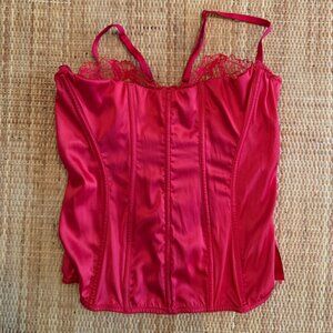 Victoria's Secret Satin Red Lace Corset Top Size Large